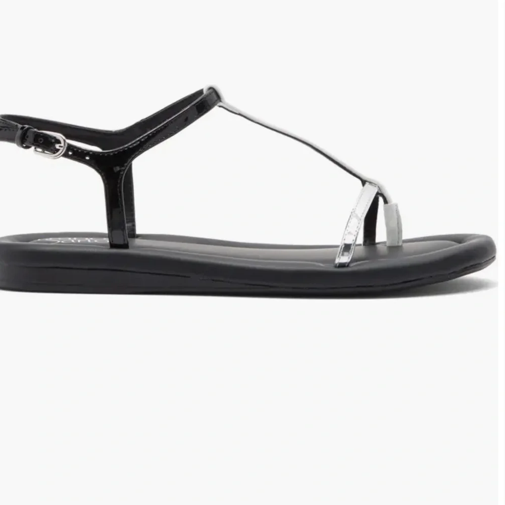Nordstrom Franco Sarto Joela Black, White Silver Sandals. Cushioned bottom! - Picture 2 of 7